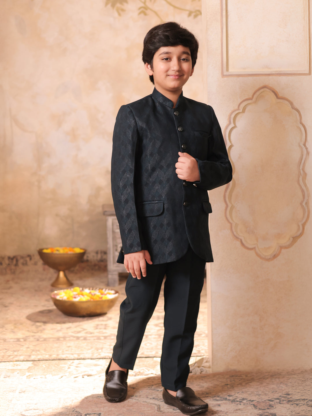 AJ Dezines GREEN Jacquard Full Sleeves Sequins and Embroidery Sherwani