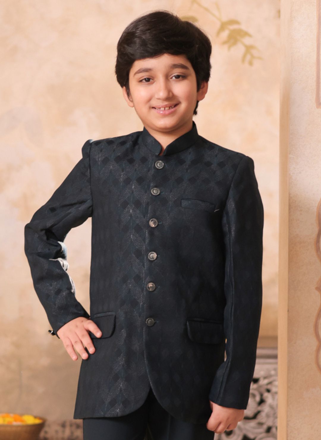 GREEN Jacquard Full Sleeves Sequins and Embroidery Sherwani