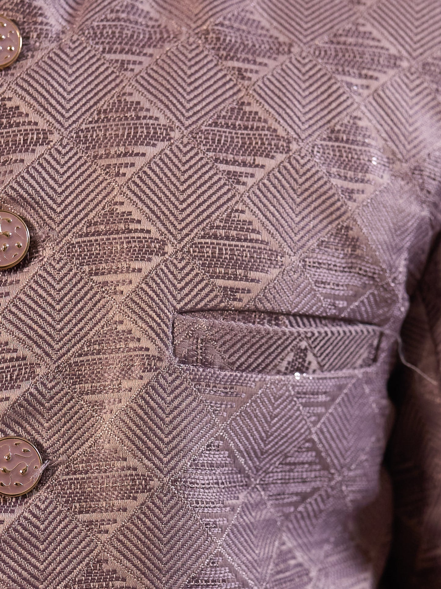 Boys Purple Jacquard Full Sleeves Sequins and Embroidery Sherwani