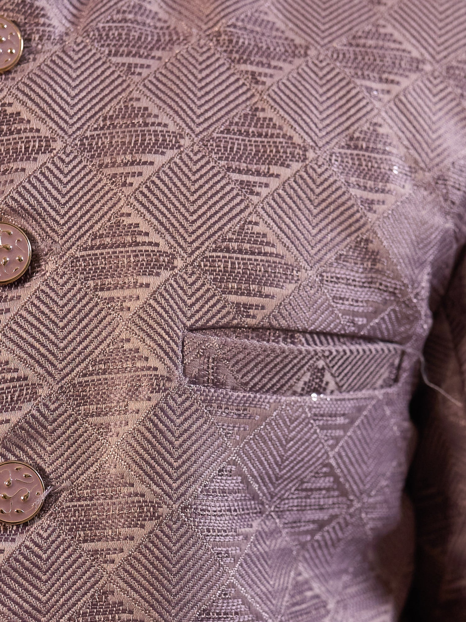 Boys Purple Jacquard Full Sleeves Sequins and Embroidery Sherwani