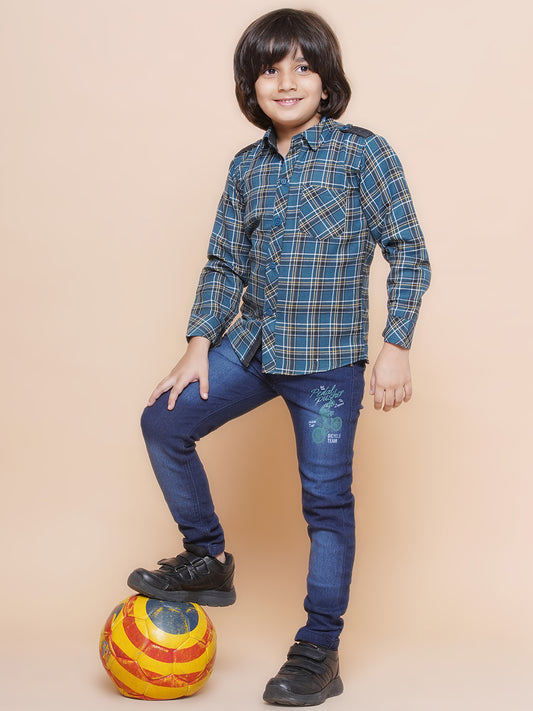 Kids Blue Shirt and Jeans Clothing Set For Boys