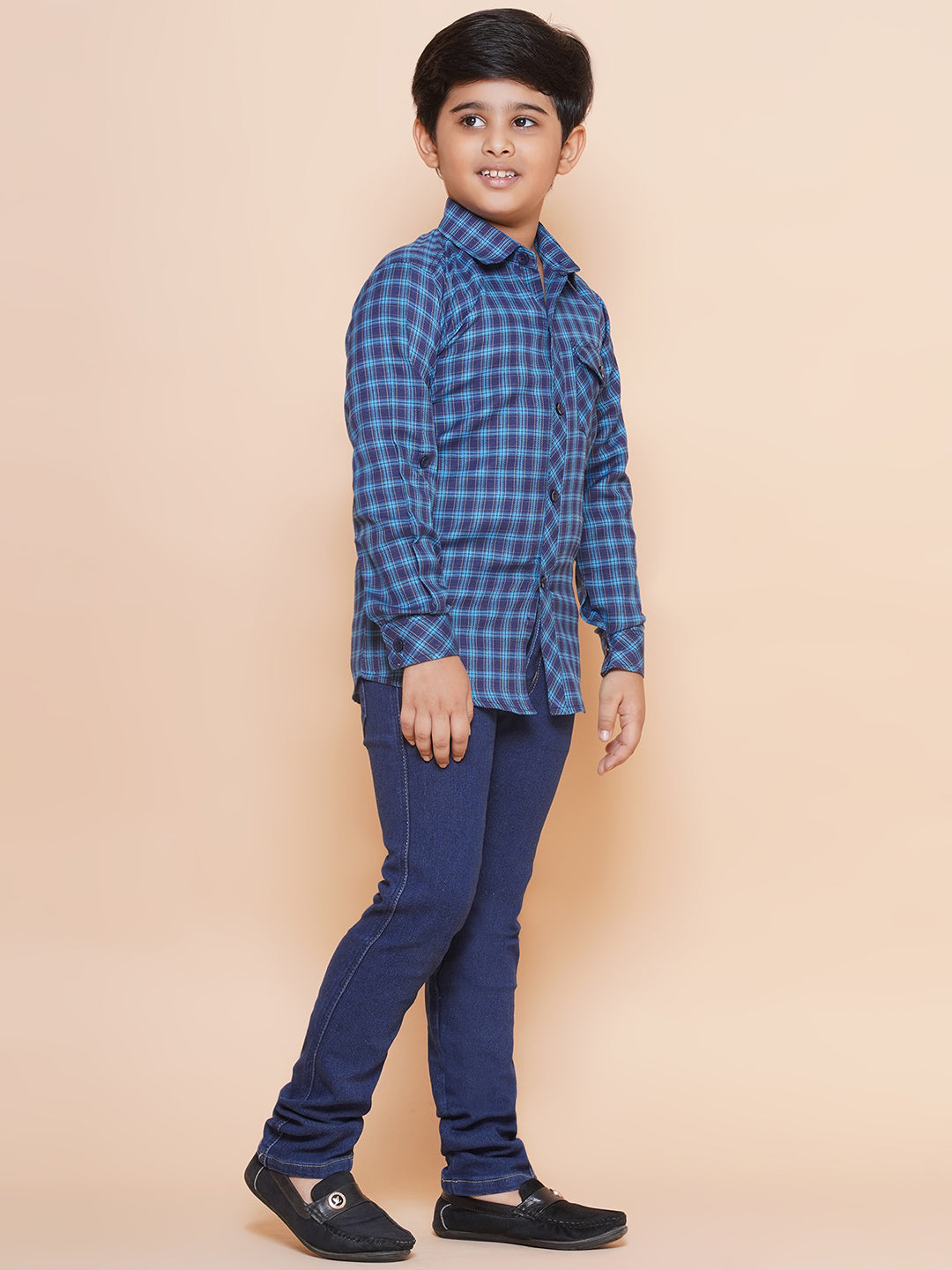Kids Navy Blue Shirt and Jeans Clothing Set For Boys