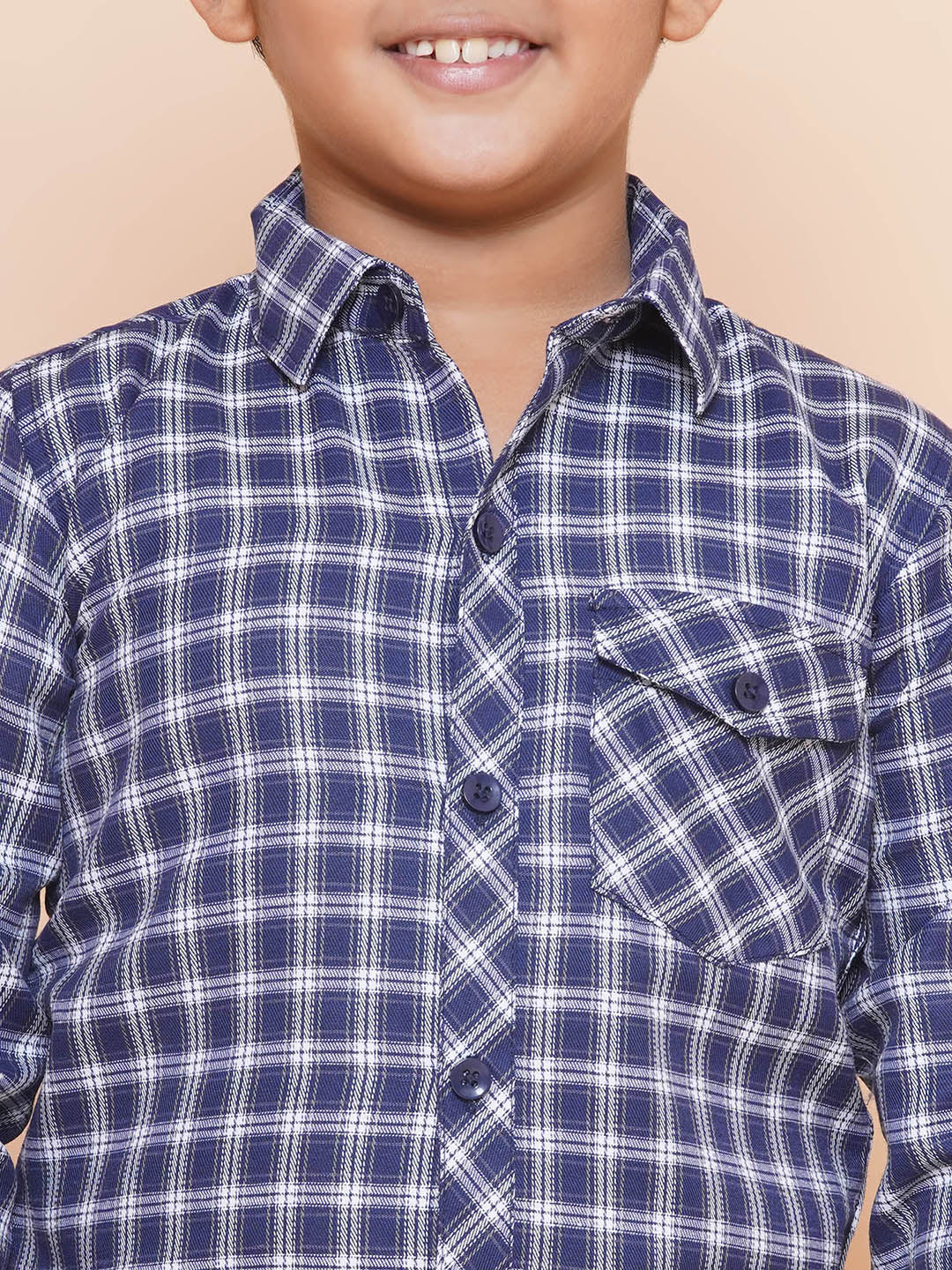 Kids Boys Purple Checkered Cotton Top & Bottom Set