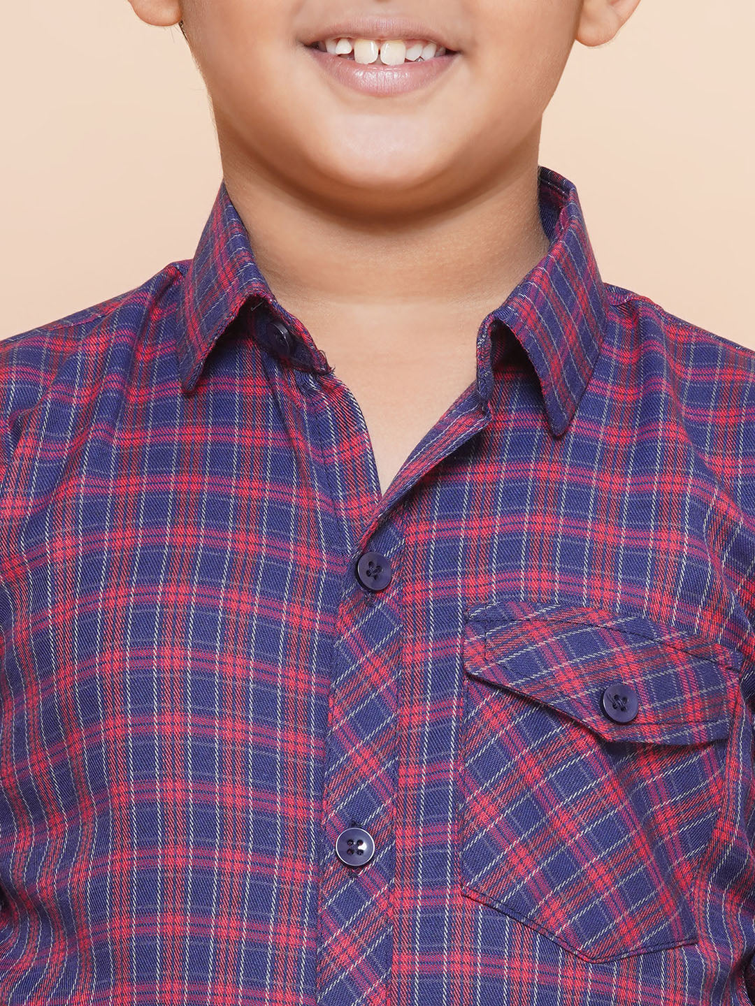 Kids Boys Red Checkered Cotton Top & Bottom Set - AJ Dezines