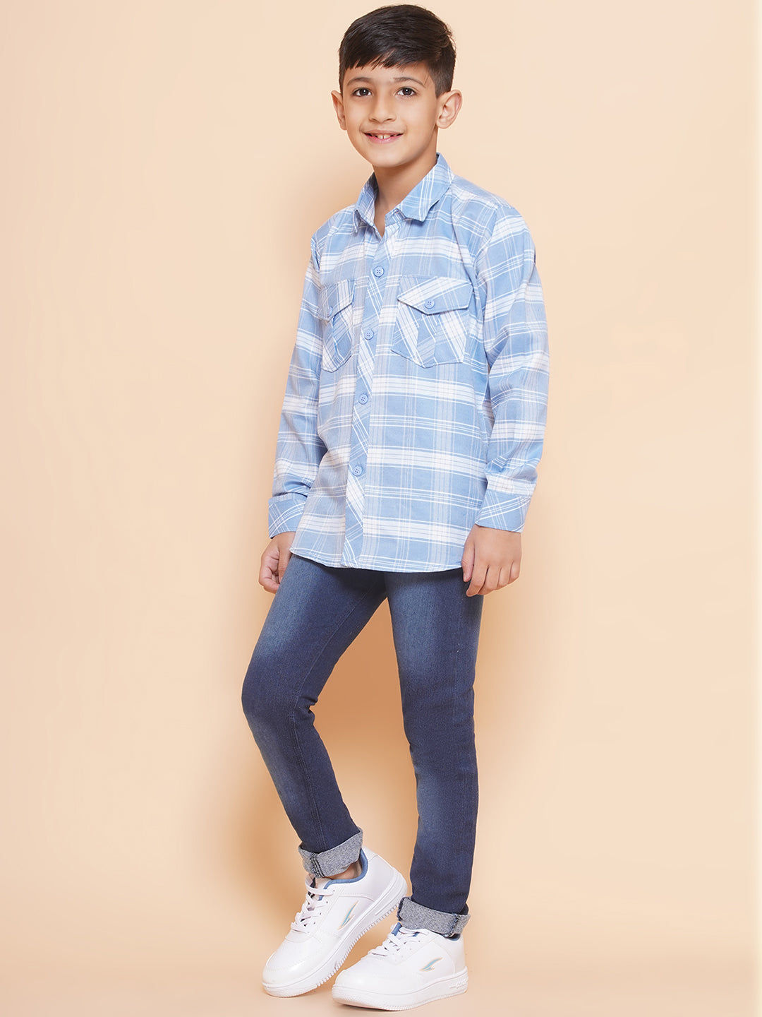 Kids Sky Blue Shirt and Jeans Clothing Set For Boys