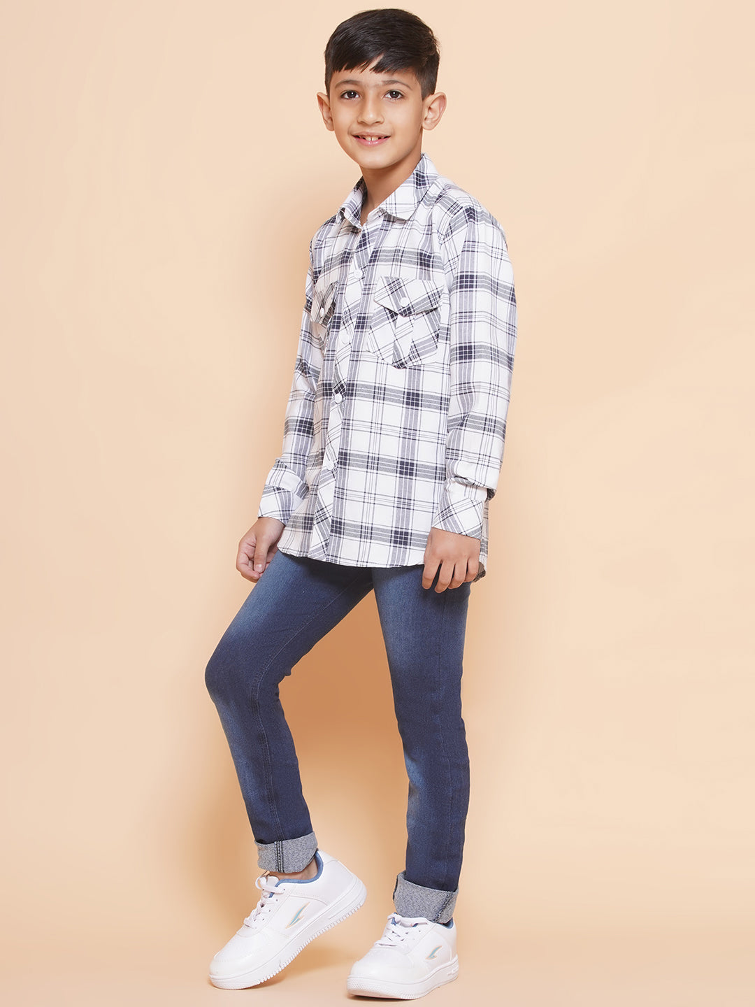 Kids White Shirt and Jeans Clothing Set For Boys