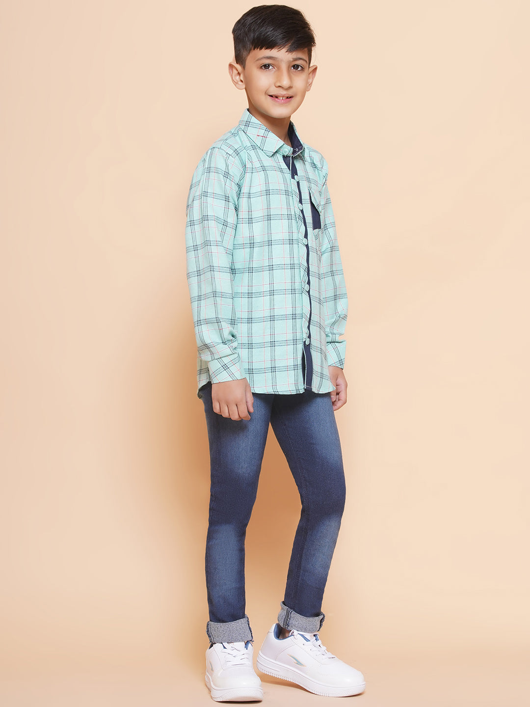 Kids Boys Blue Checkered Cotton Top & Bottom Set - AJ Dezines