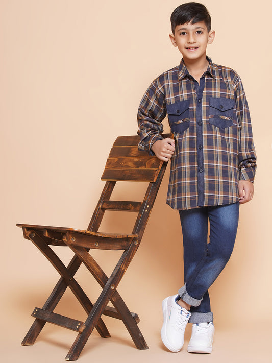 Kids Brown Shirt and Jeans Clothing Set For Boys