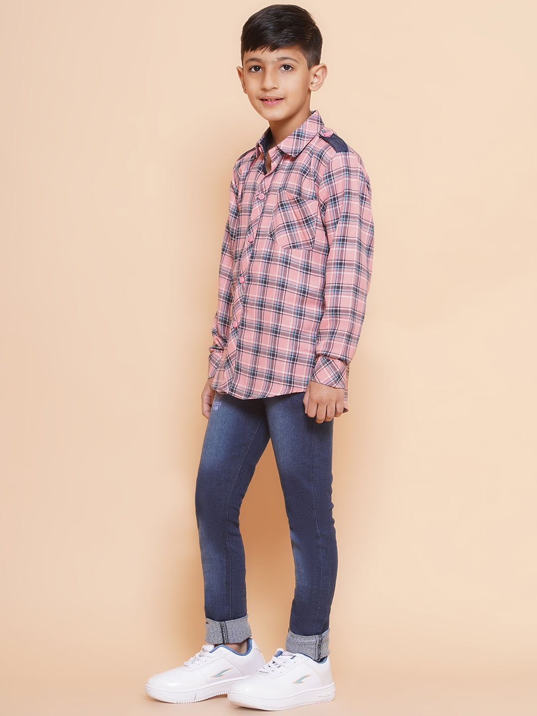 Kids Pink Shirt and Jeans Clothing Set For Boys