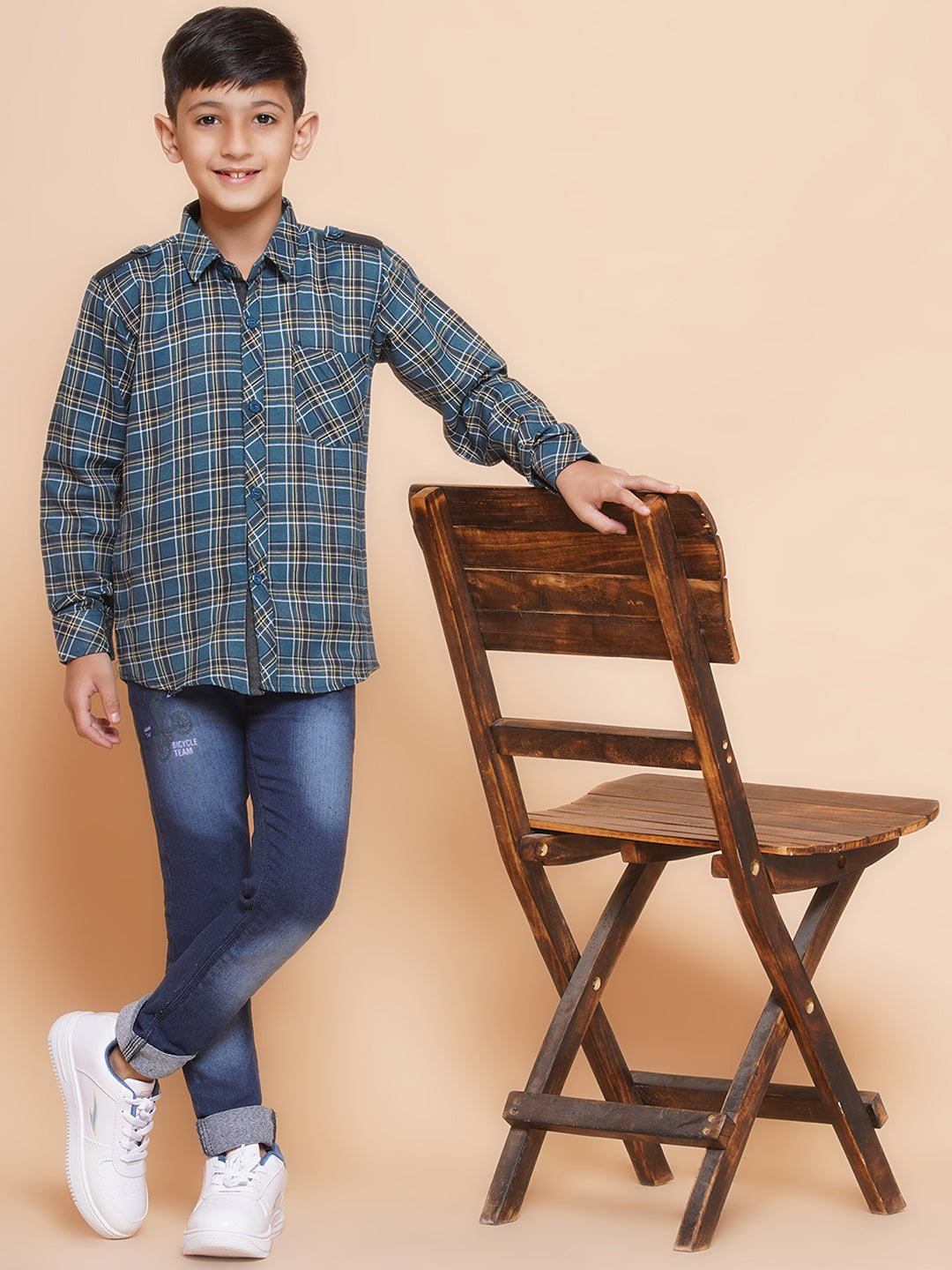 Kids Boys teal Checkered Cotton Top & Bottom Set - AJ Dezines
