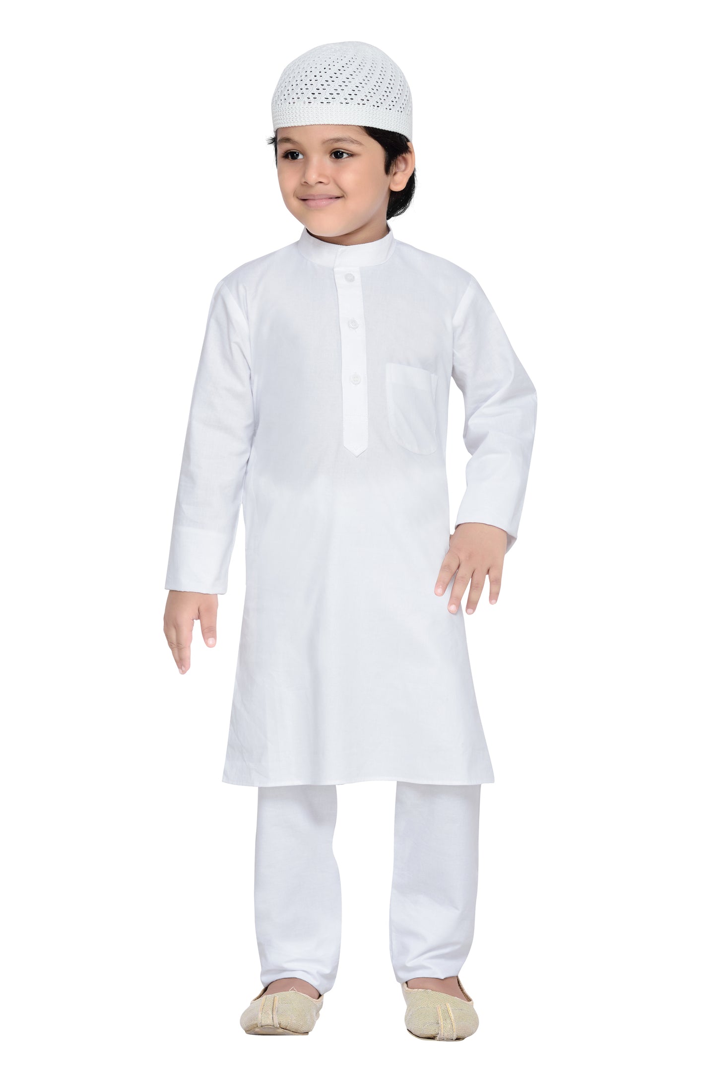 Kids Ethnic Wear Cotton Solid Kurta Pajama Set For Boys