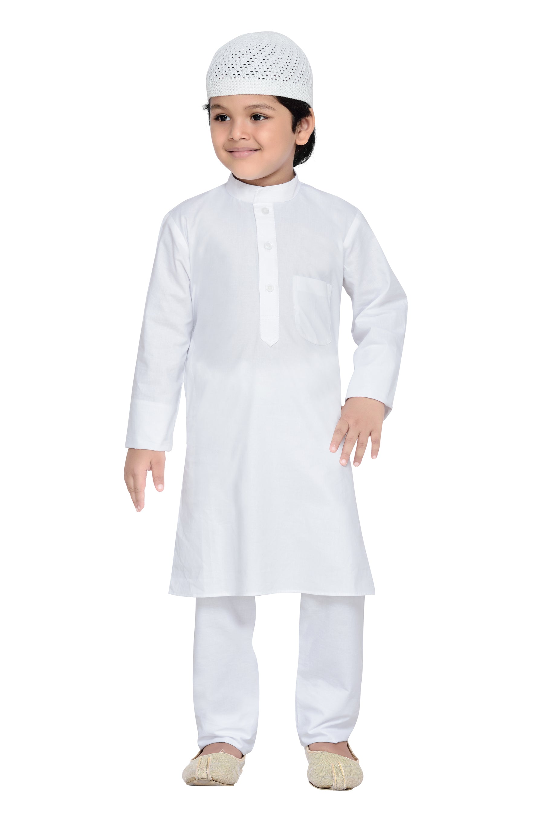 Kids Ethnic Wear Cotton Solid Kurta Pajama Set For Boys