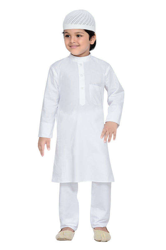 Kids Ethnic Wear Cotton Solid Kurta Pajama Set For Boys