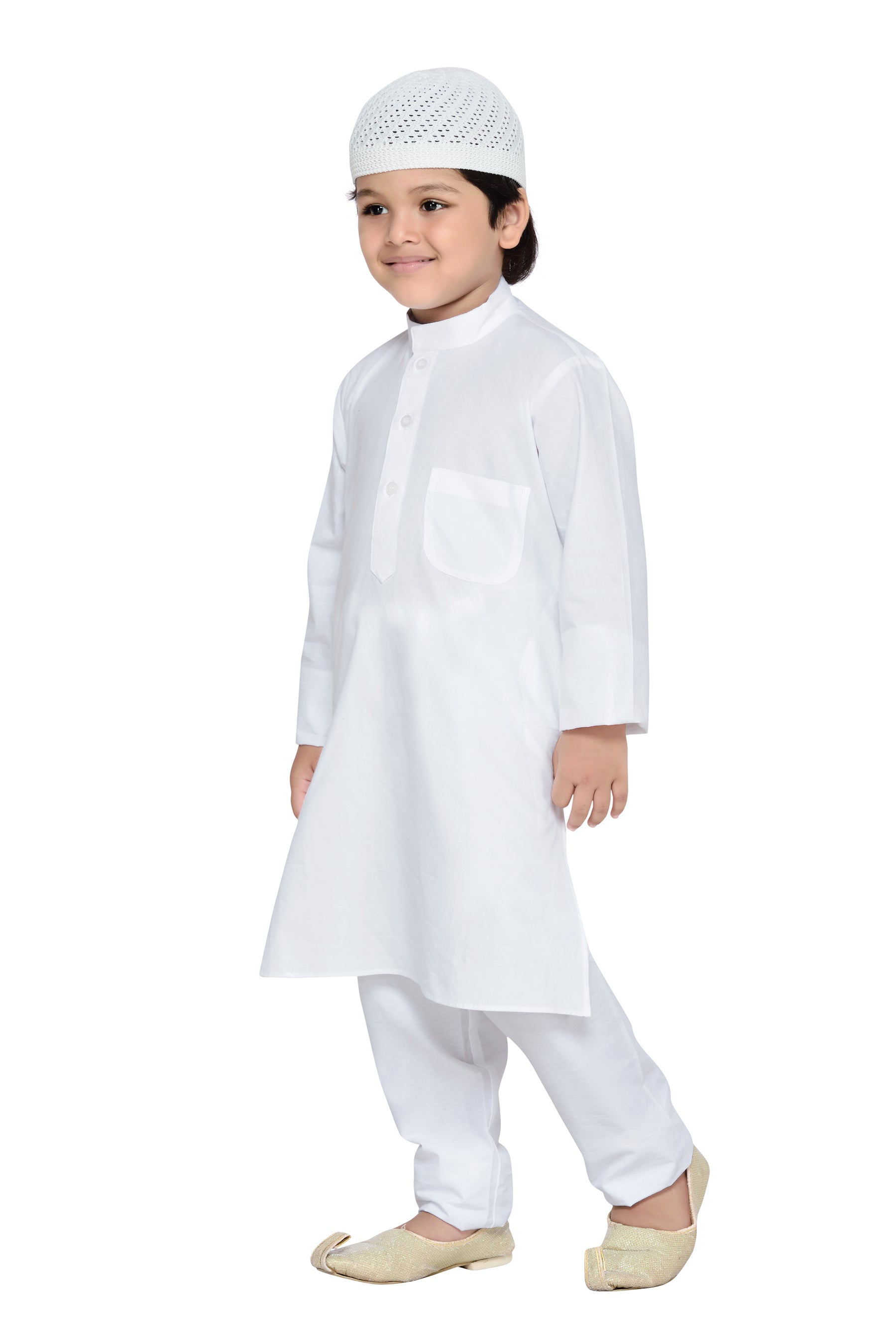 Kids Ethnic Wear Cotton Solid Kurta Pajama Set For Boys