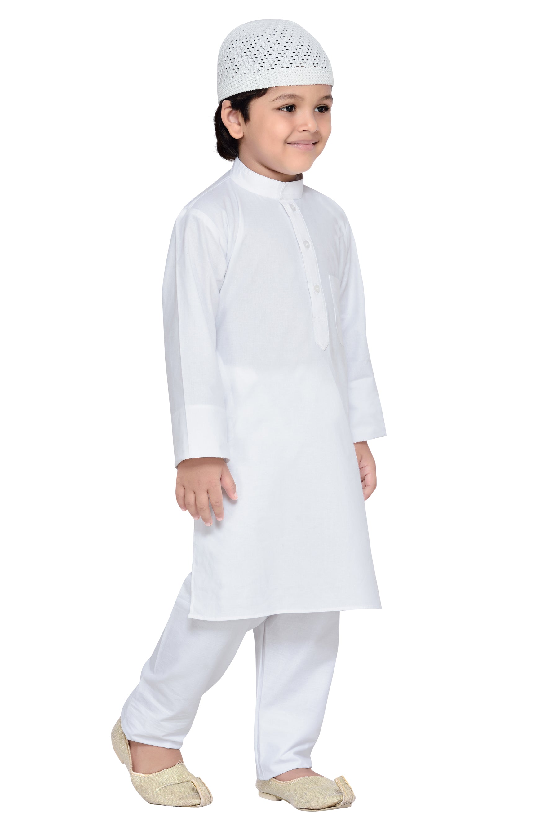 Kids Ethnic Wear Cotton Solid Kurta Pajama Set For Boys