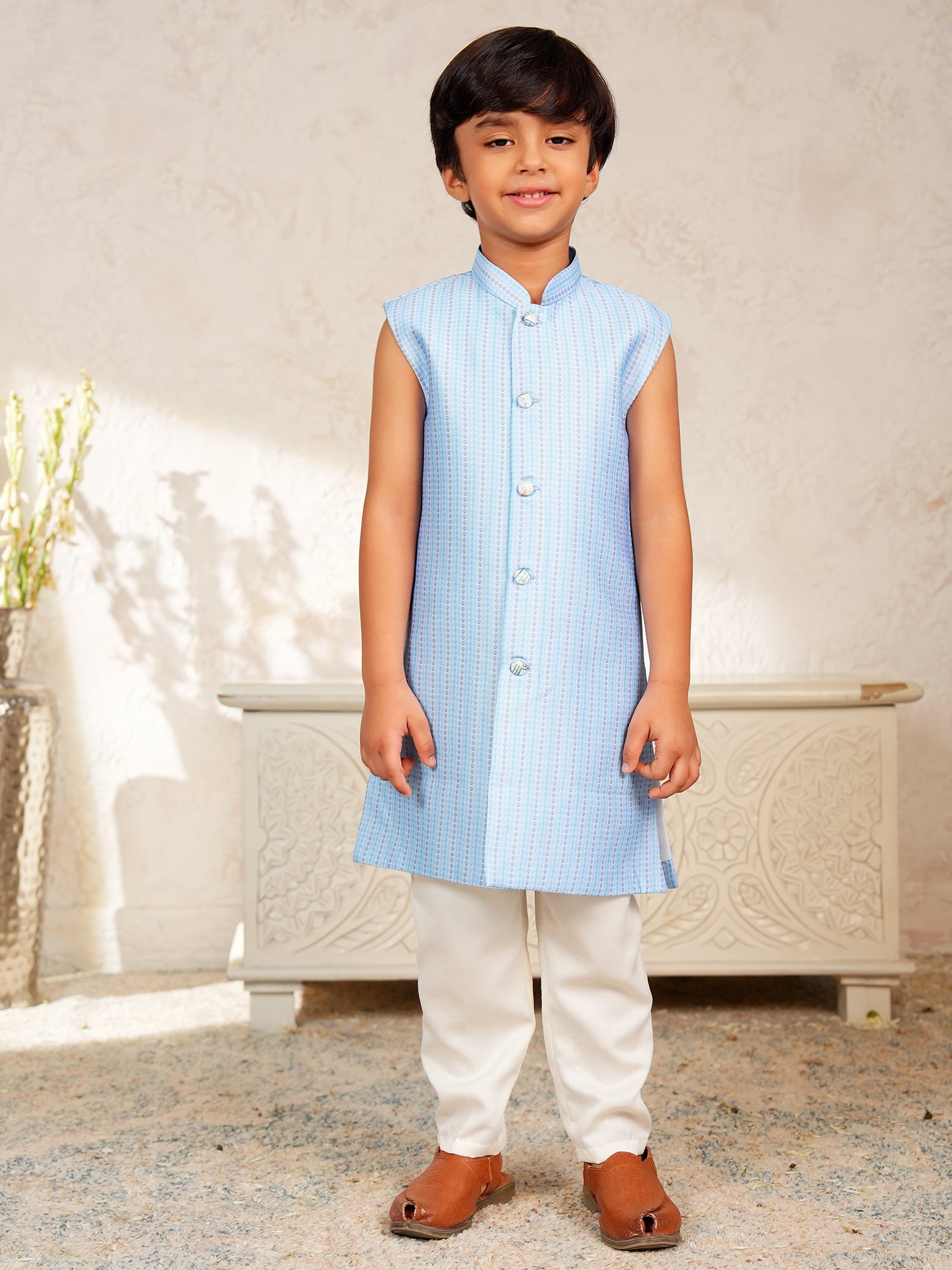 Blue Jacquard Full Sleeves Rich Embroidery Sherwani