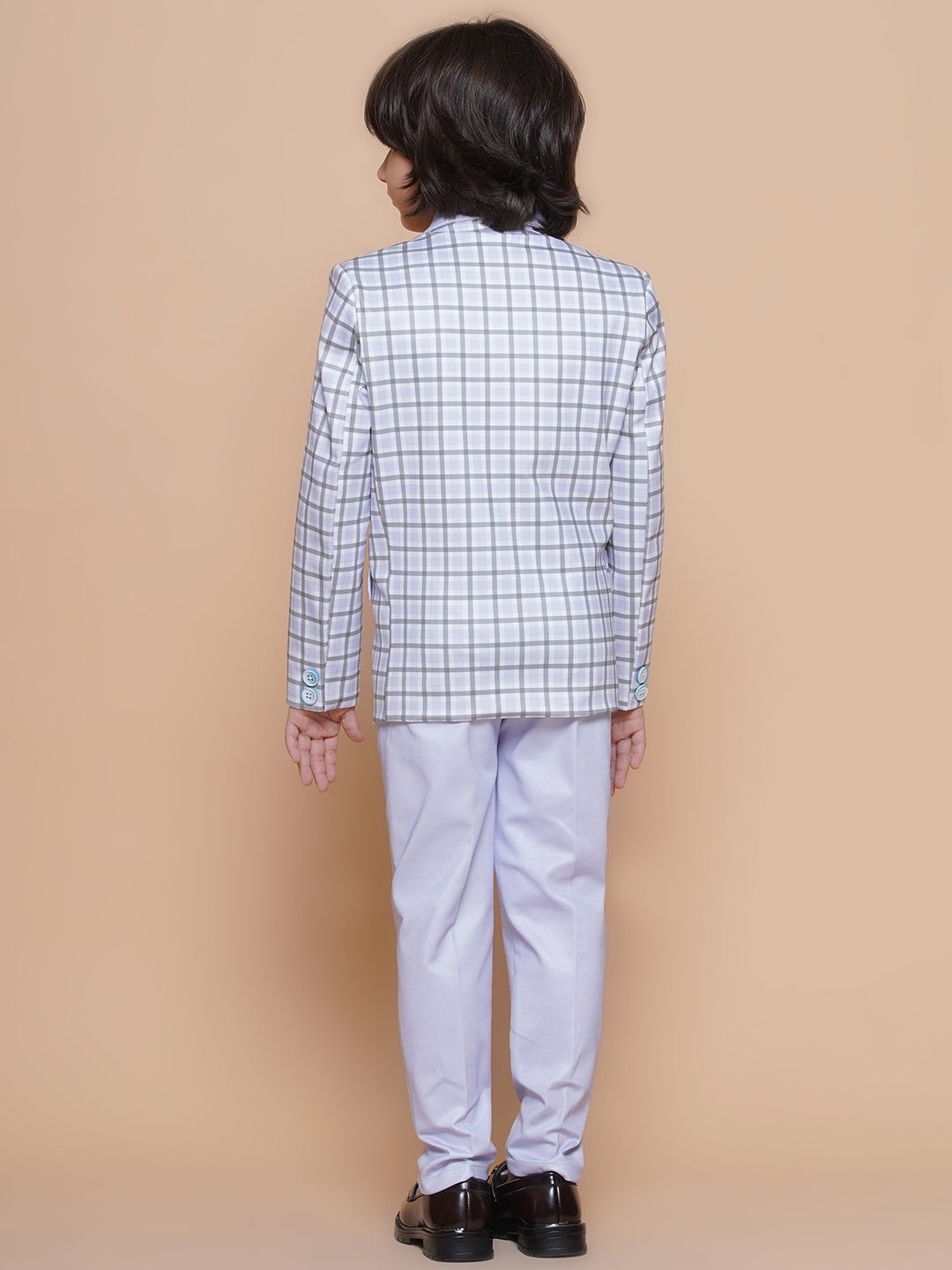 Boys Kids Check Mauve Cotton Blend Suit Set - AJ Dezines