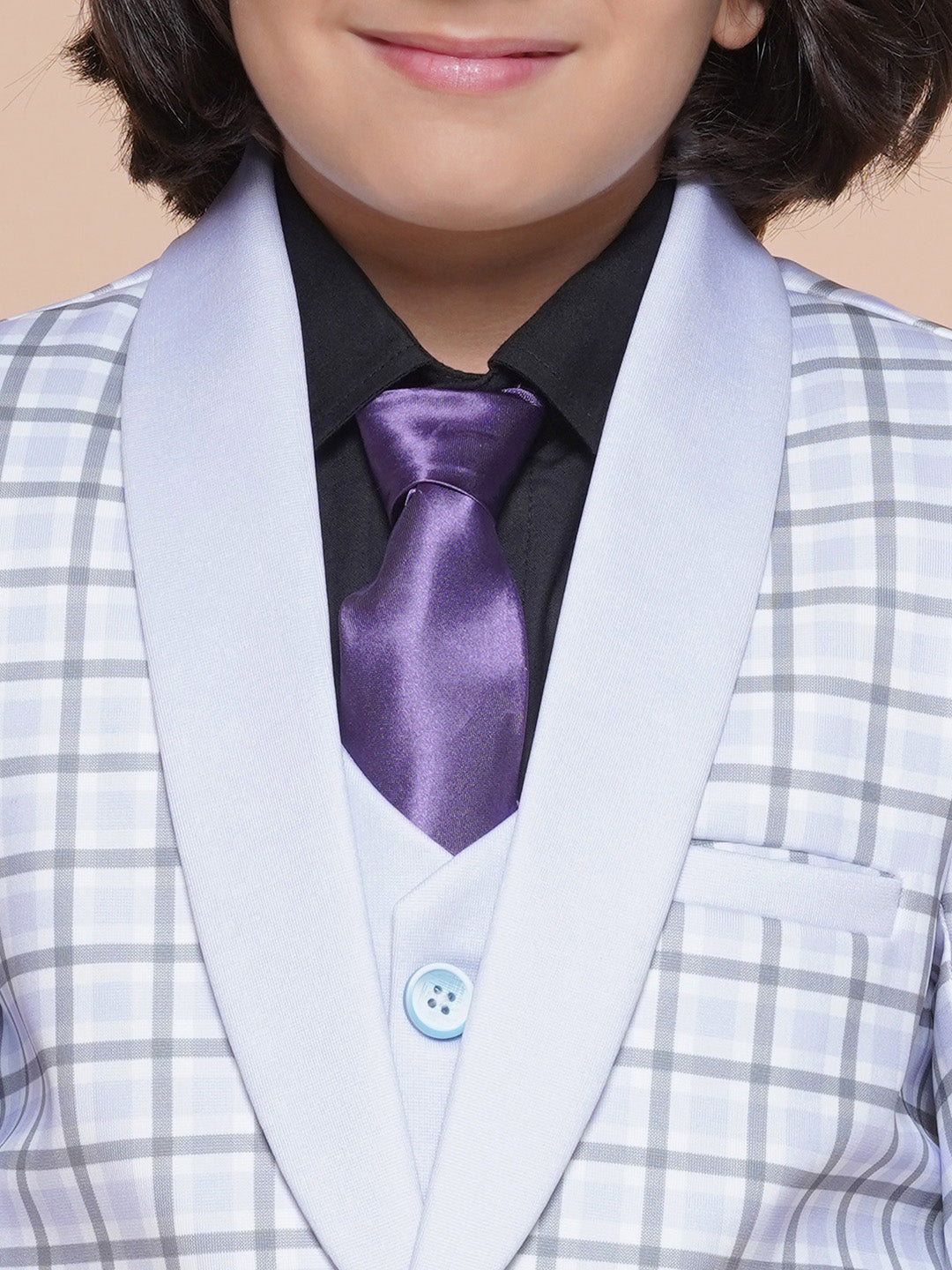 Boys Kids Check Mauve Cotton Blend Suit Set - AJ Dezines