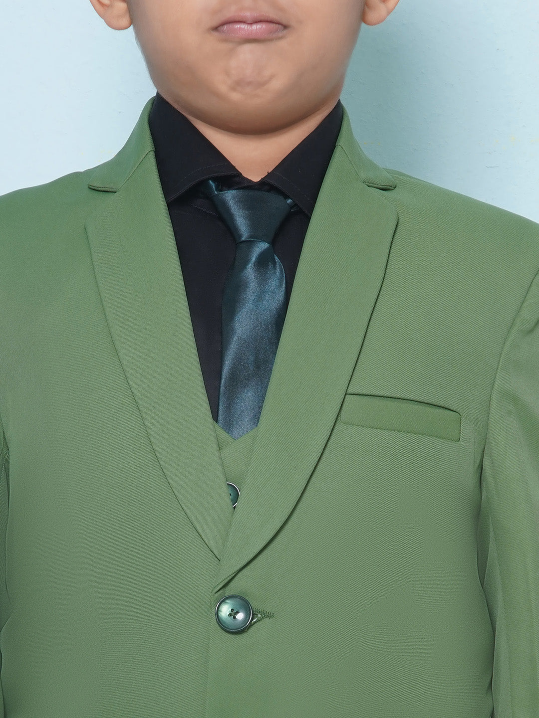 Boys Kids Check Green Cotton Blend Suit Set