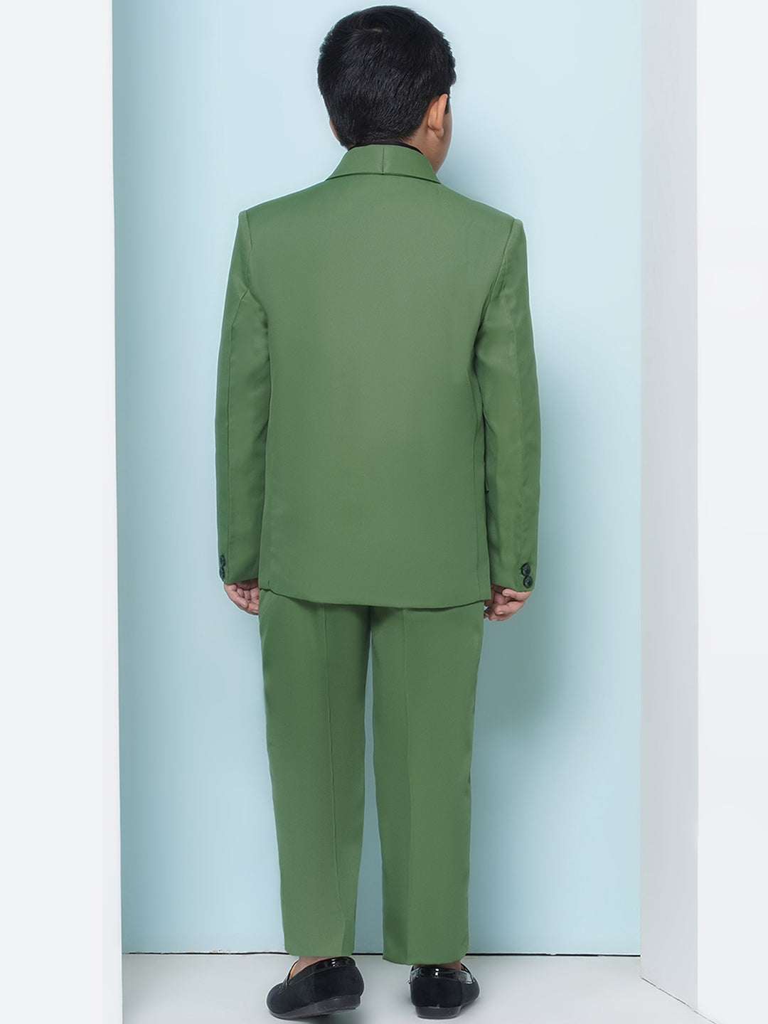 Boys Kids Check Green Cotton Blend Suit Set