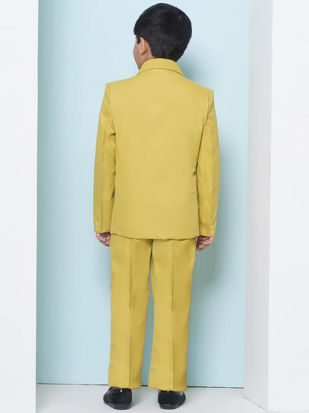 Boys Kids Check Mustard Cotton Blend Suit Set - AJ Dezines