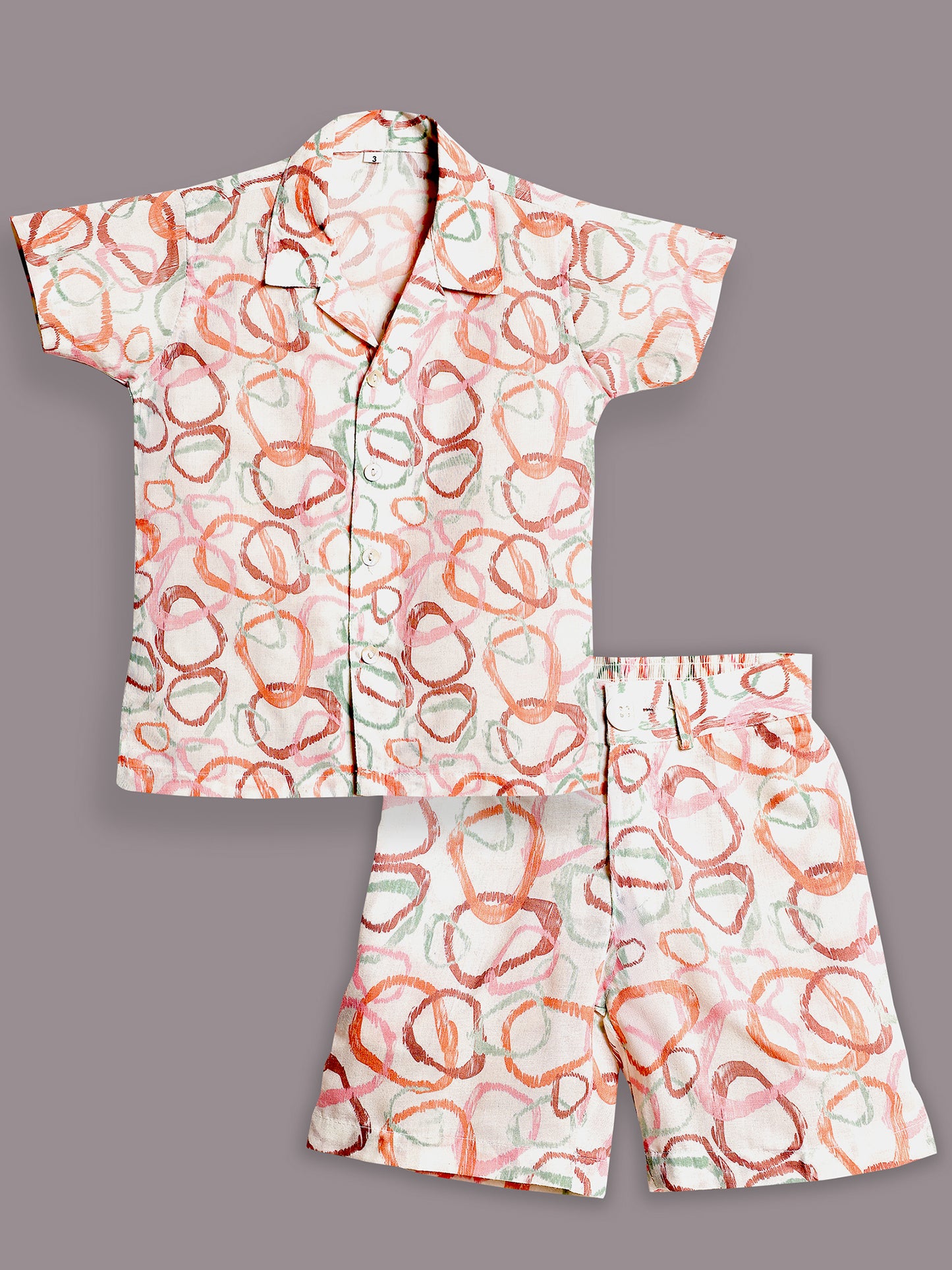 AJ Dezines White Cotton Half Sleeves Abstract Printed Boys Co-Ords