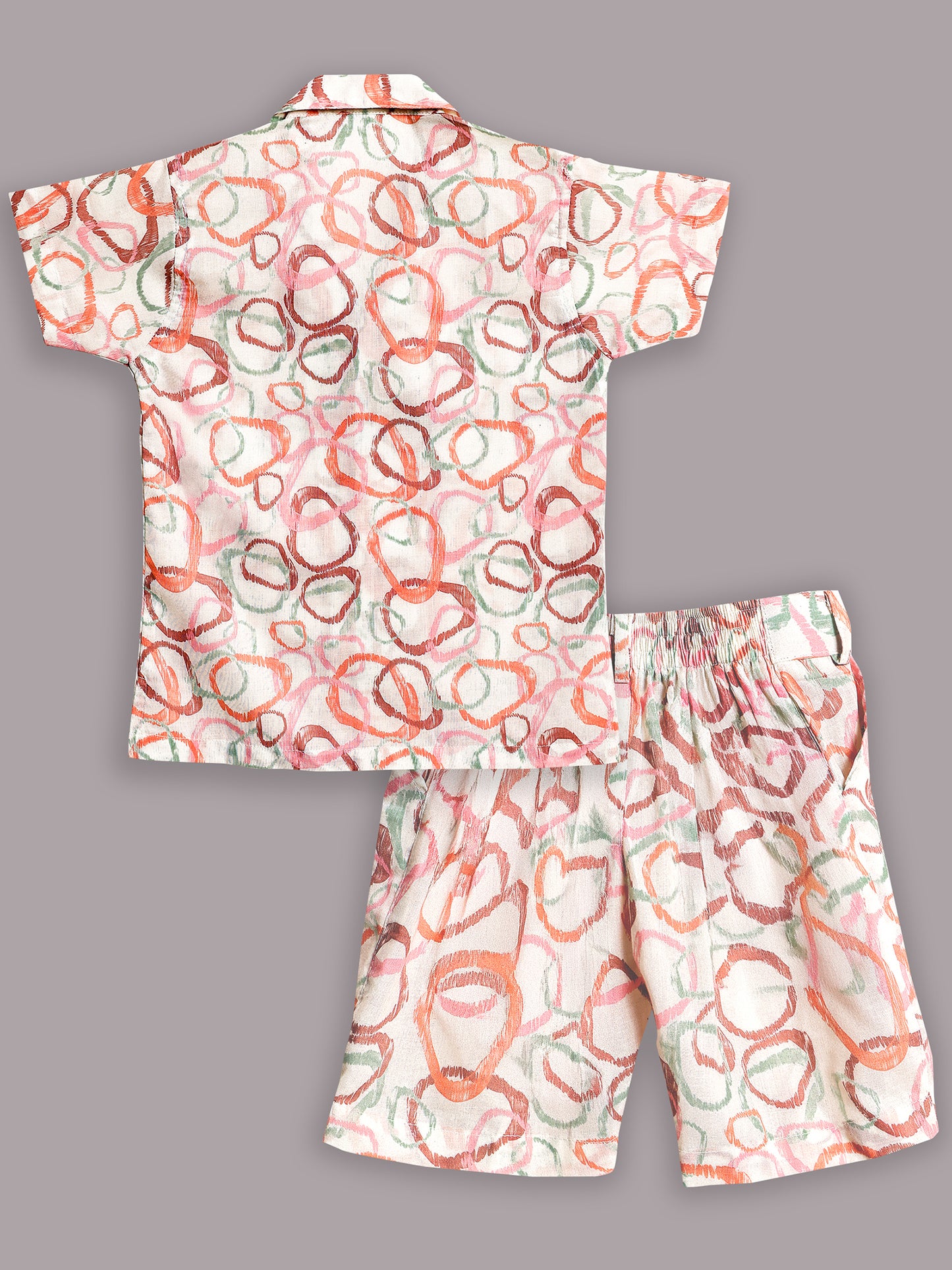 AJ Dezines White Cotton Half Sleeves Abstract Printed Boys Co-Ords