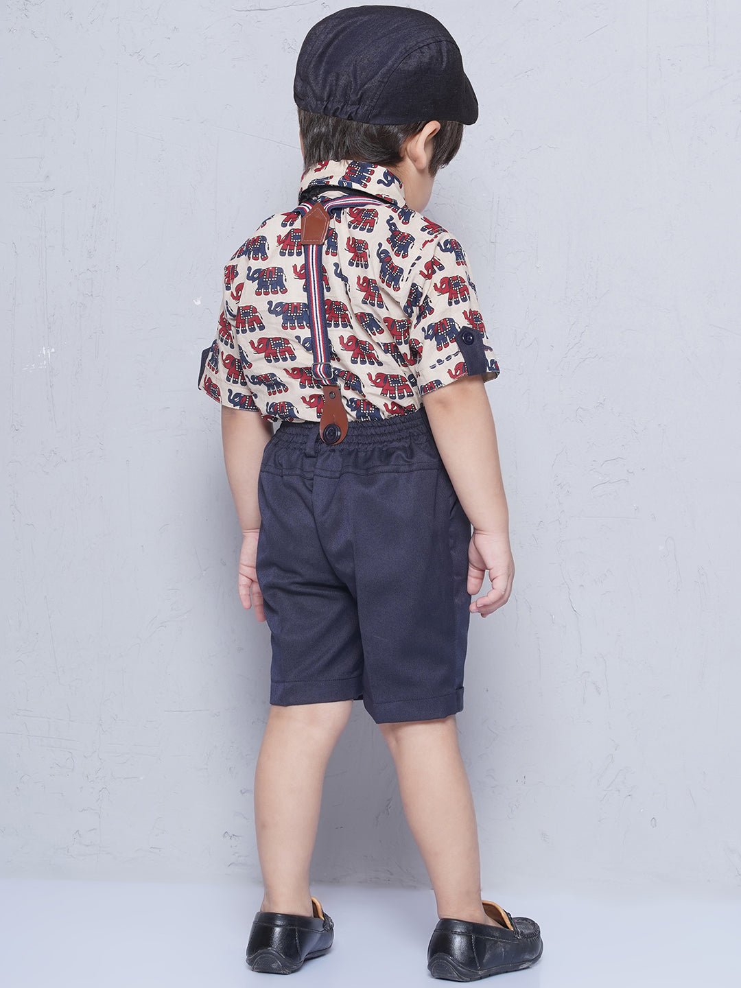 Kids Boys BEIGE Animal Print Cotton Blend Dungaree