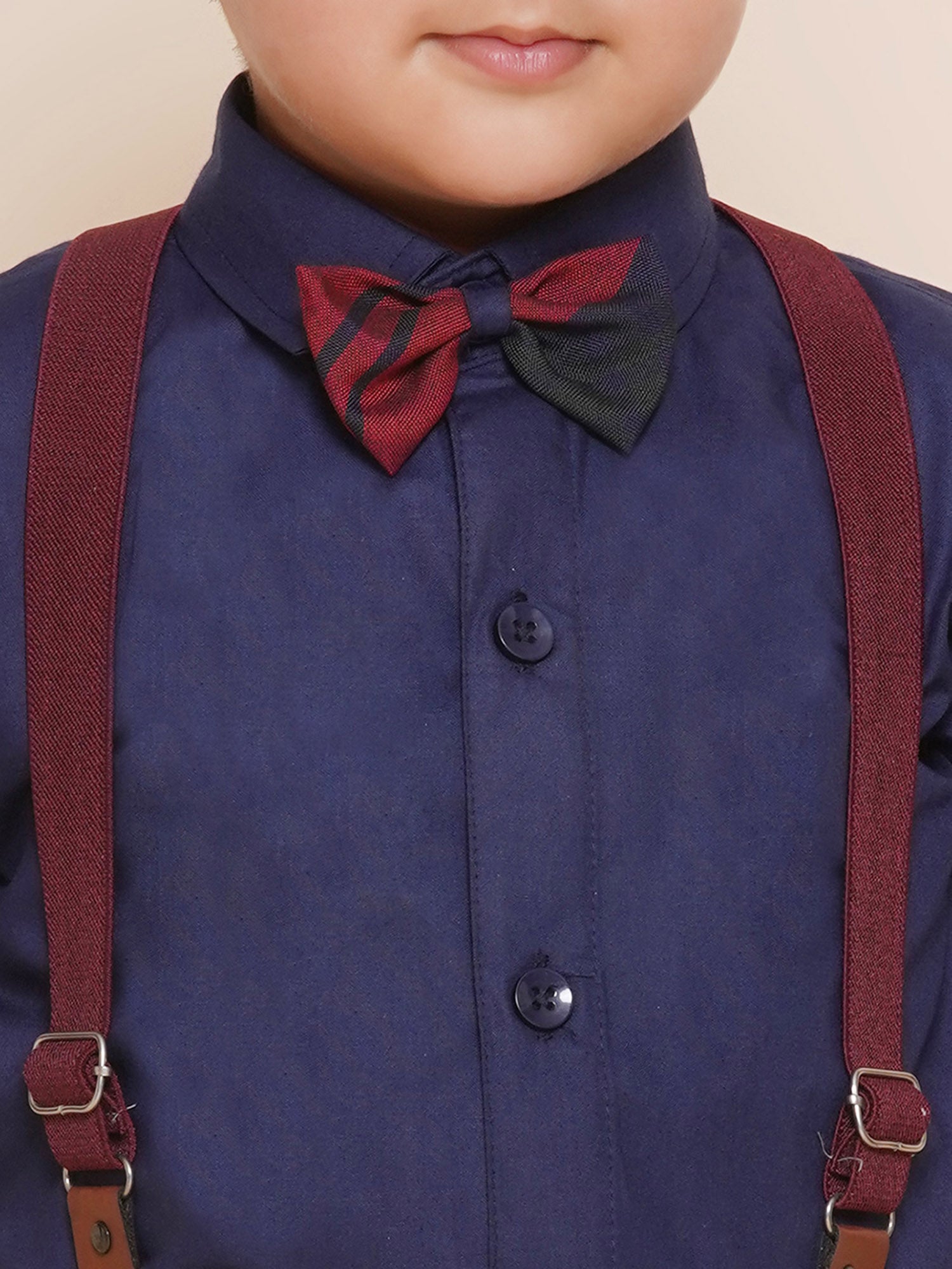 Kids Boys Red Solid Cotton Dungaree - AJ Dezines