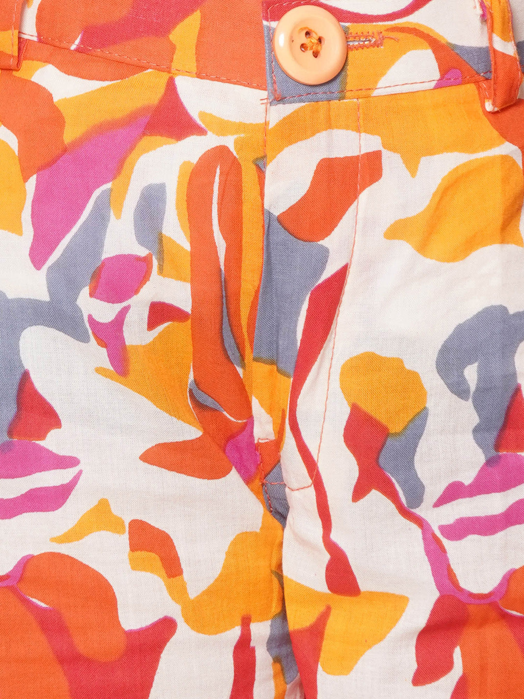 Kids Boys Orange Abstract Print Cotton CO-Ords Set