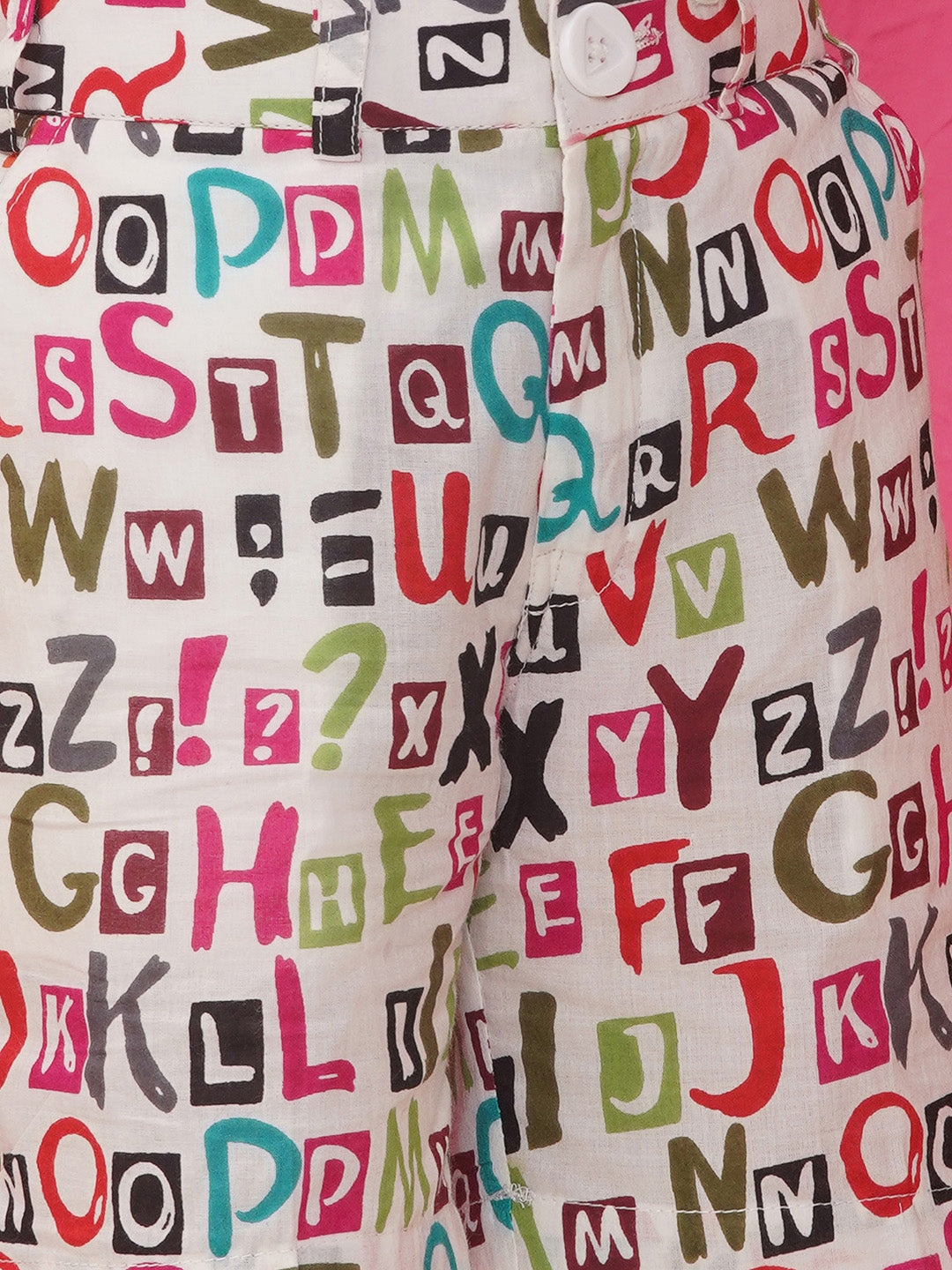 MULTI-COLOR Pure Cotton Half Sleeves Alphabet Print Co-Ords Set for Boys