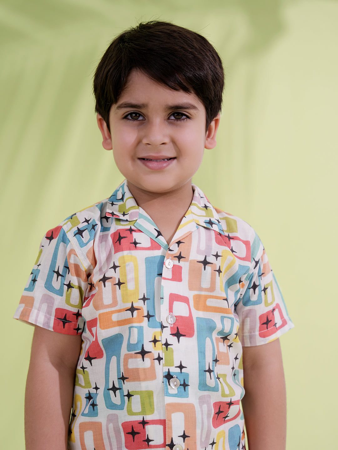 Blue Cotton Half Sleeves Multi-Color Printed Boys Co-Ords