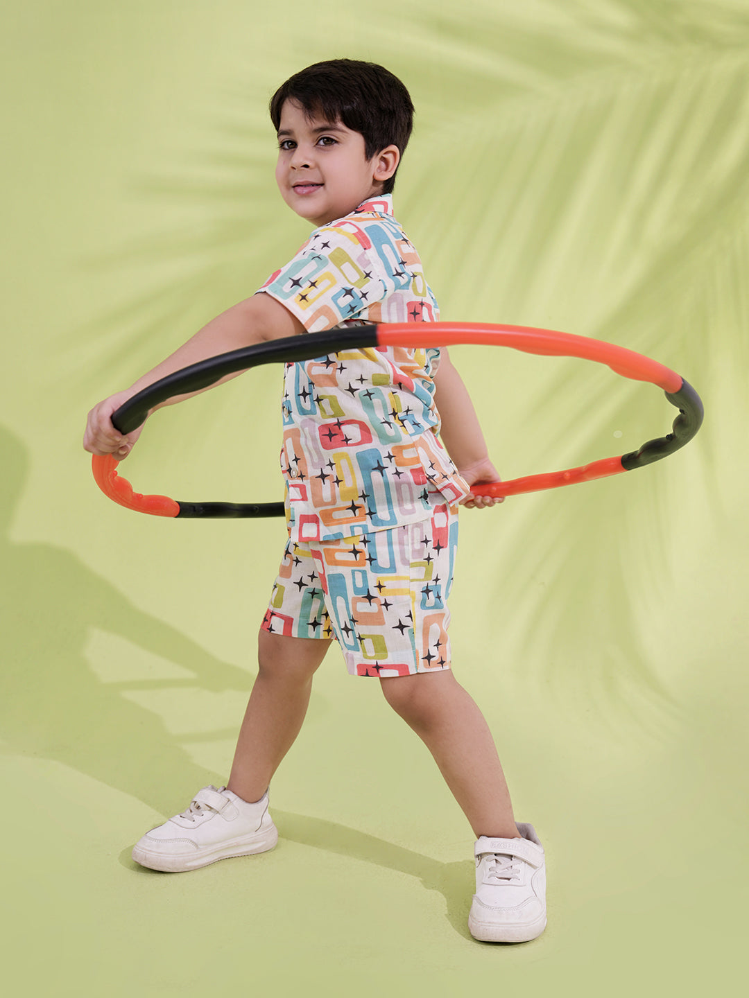 Blue Cotton Half Sleeves Multi-Color Printed Boys Co-Ords