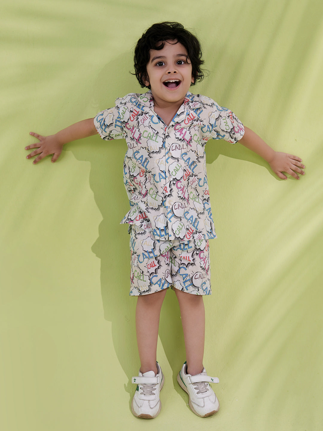 Multi Color Cotton Half Sleeves Alphabet Printed Boys Co-Ords