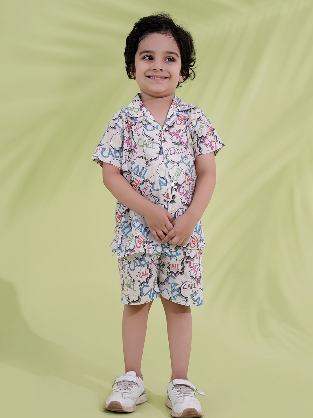 Multi Color Cotton Half Sleeves Alphabet Printed Boys Co-Ords