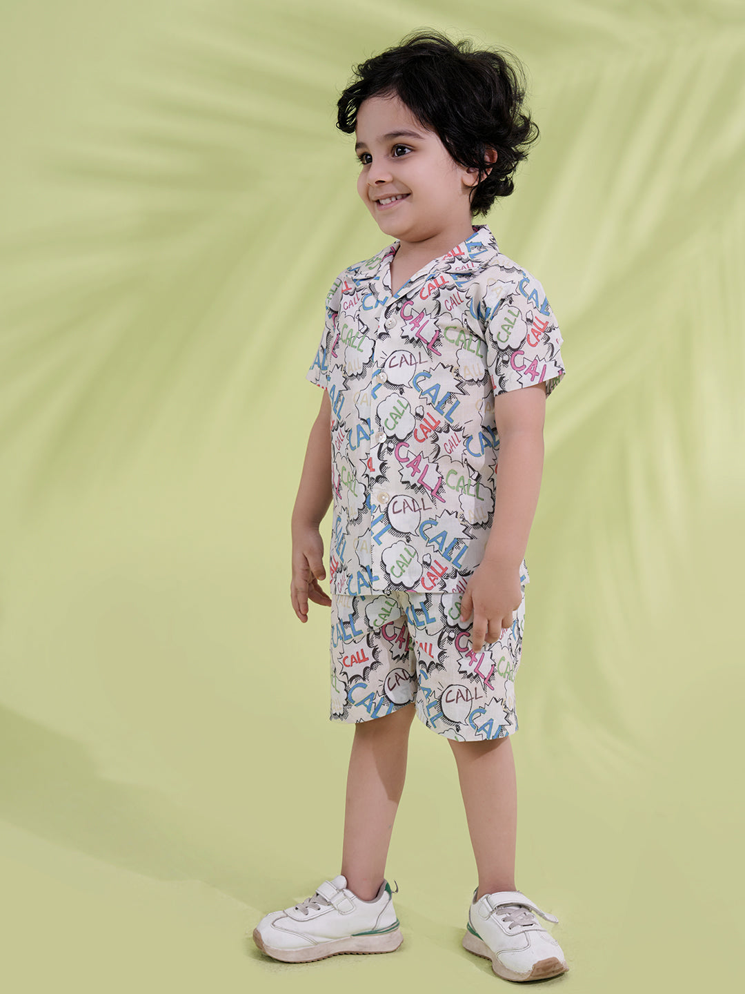 Multi Color Cotton Half Sleeves Alphabet Printed Boys Co-Ords