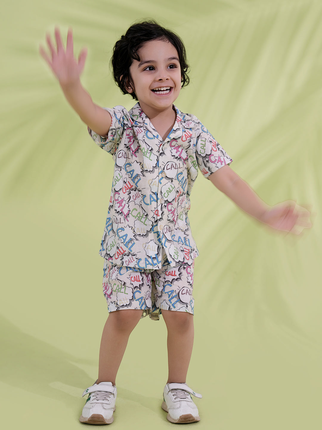Multi Color Cotton Half Sleeves Alphabet Printed Boys Co-Ords