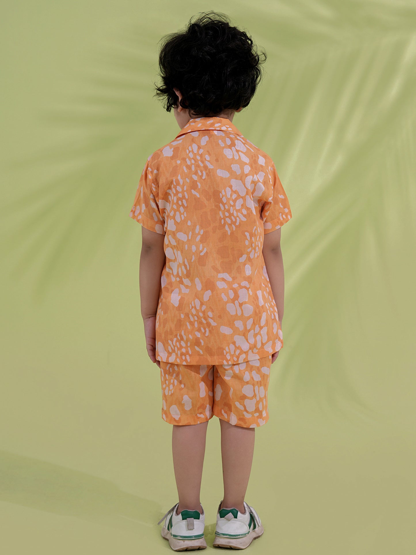 AJ Dezines Orange Cotton Half Sleeves Abstract Printed Boys Co-Ords