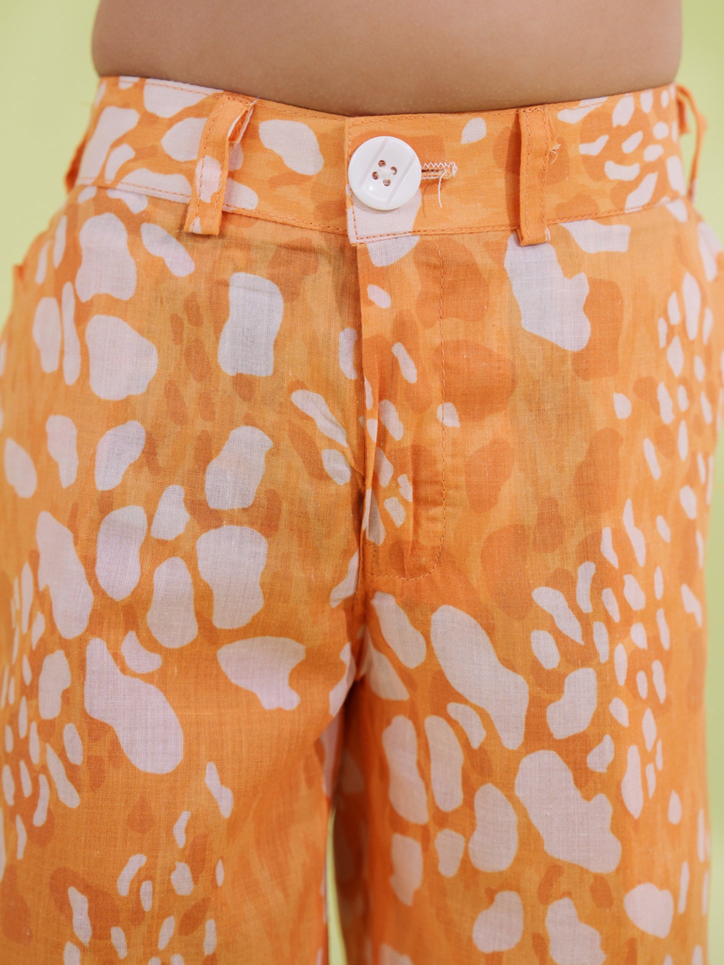 AJ Dezines Orange Cotton Half Sleeves Abstract Printed Boys Co-Ords