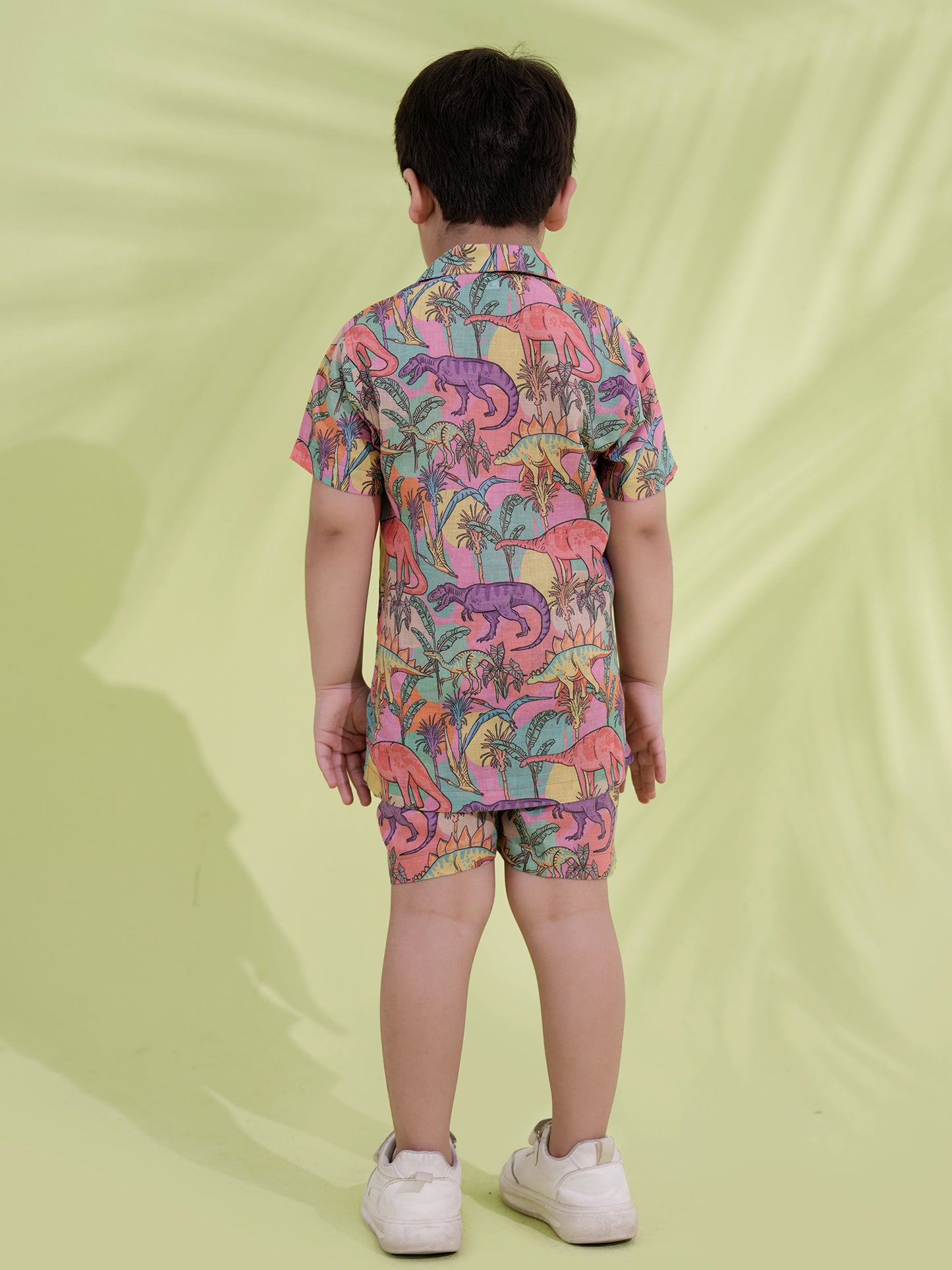 AJ Dezines Multi Color Cotton Half Sleeves Dinosaur Printed Boys Co-Ords