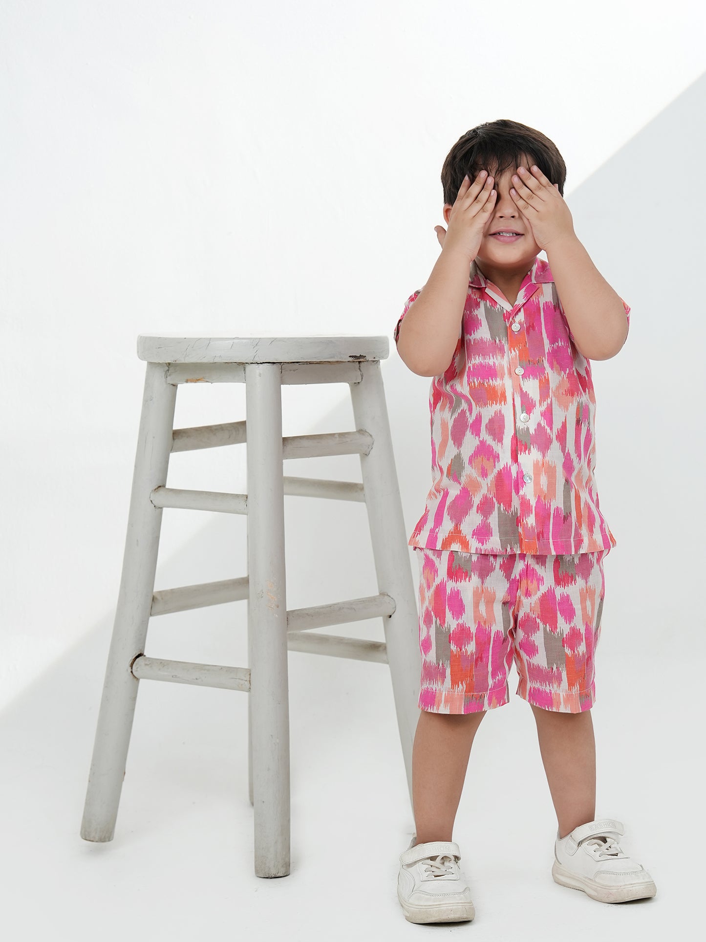 AJ Dezines Pink Cotton Half Sleeves Abstract Printed Boys Co-Ords