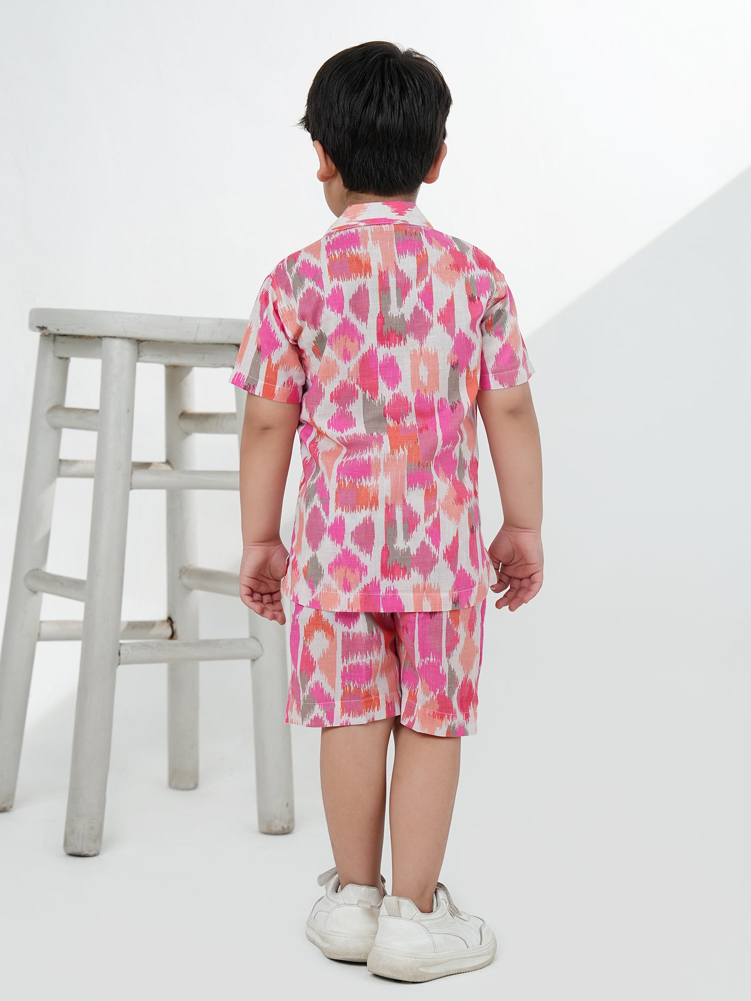 Pink Cotton Half Sleeves Abstract Printed Boys Co-Ords - AJ Dezines