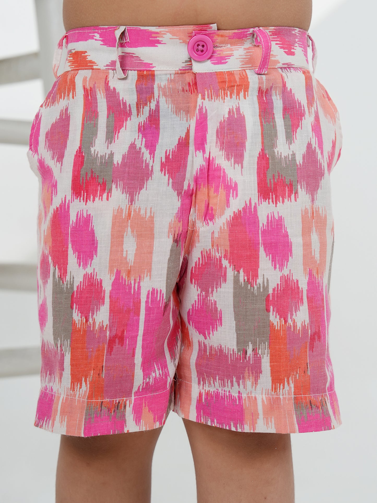 AJ Dezines Pink Cotton Half Sleeves Abstract Printed Boys Co-Ords