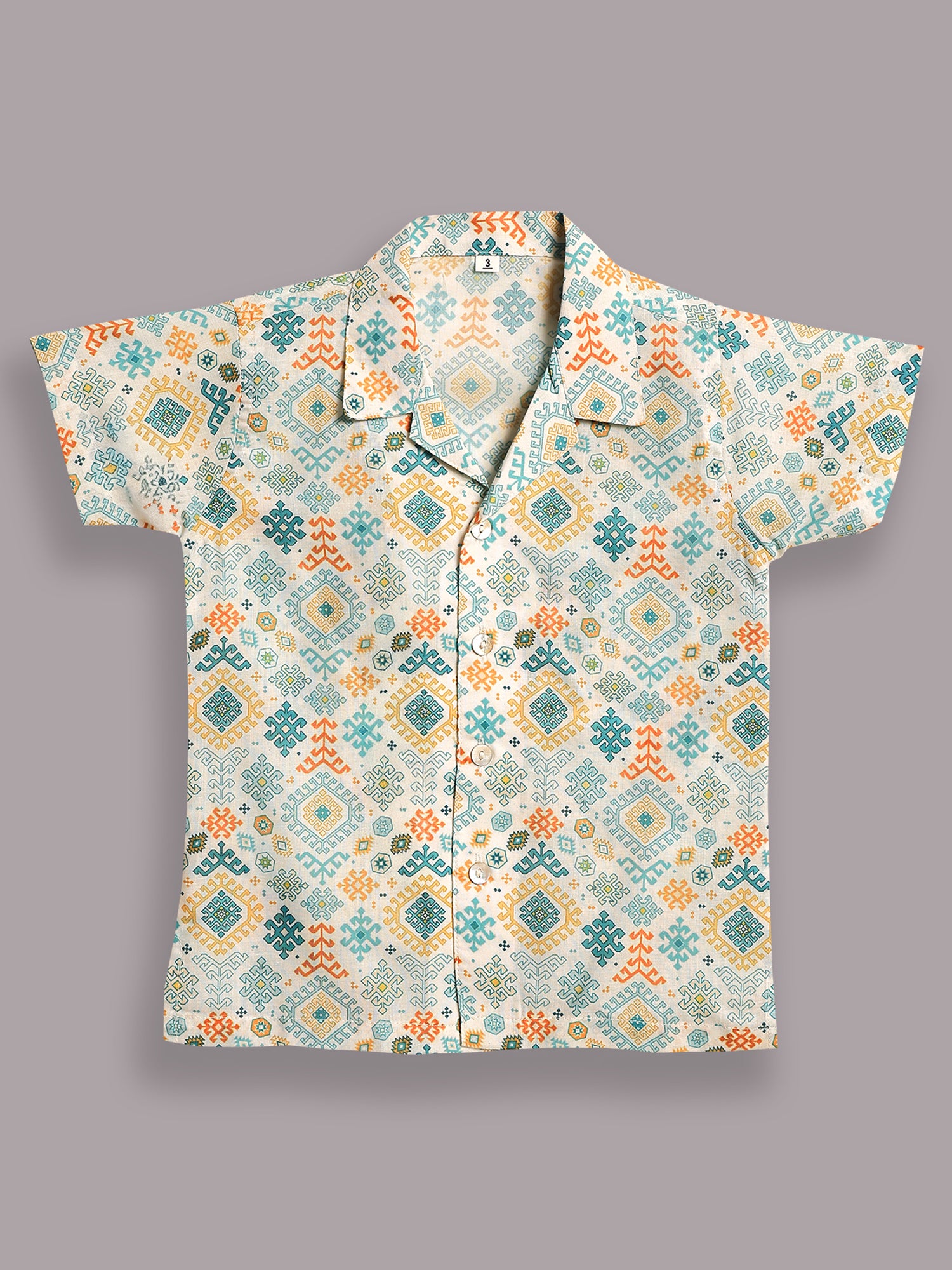 Green Cotton Half Sleeves Abstract Printed Boys Co-Ords