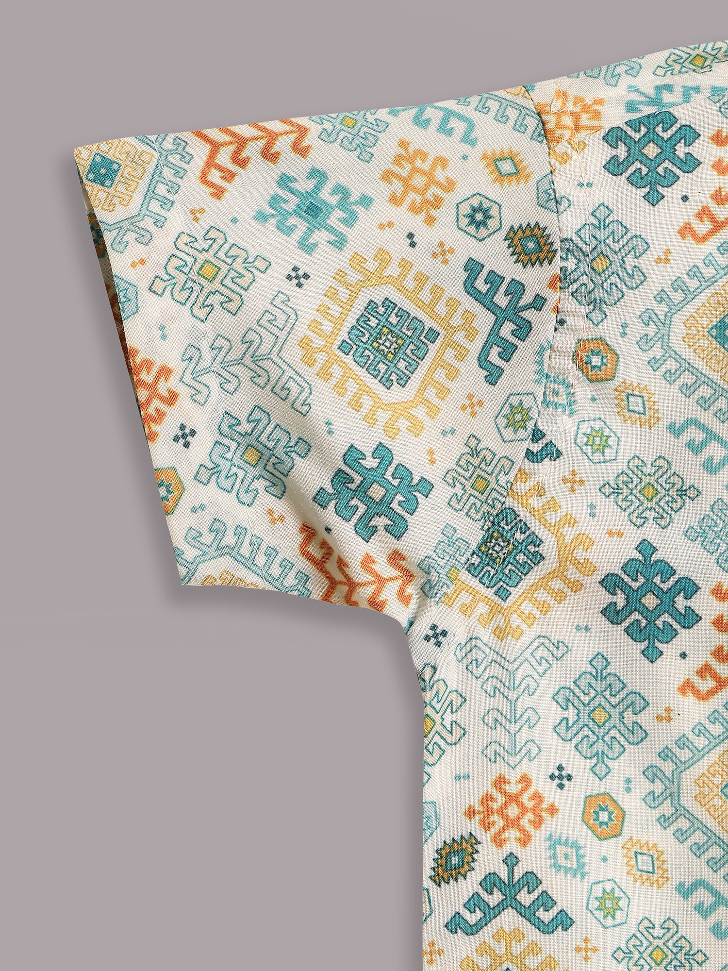 Green Cotton Half Sleeves Abstract Printed Boys Co-Ords