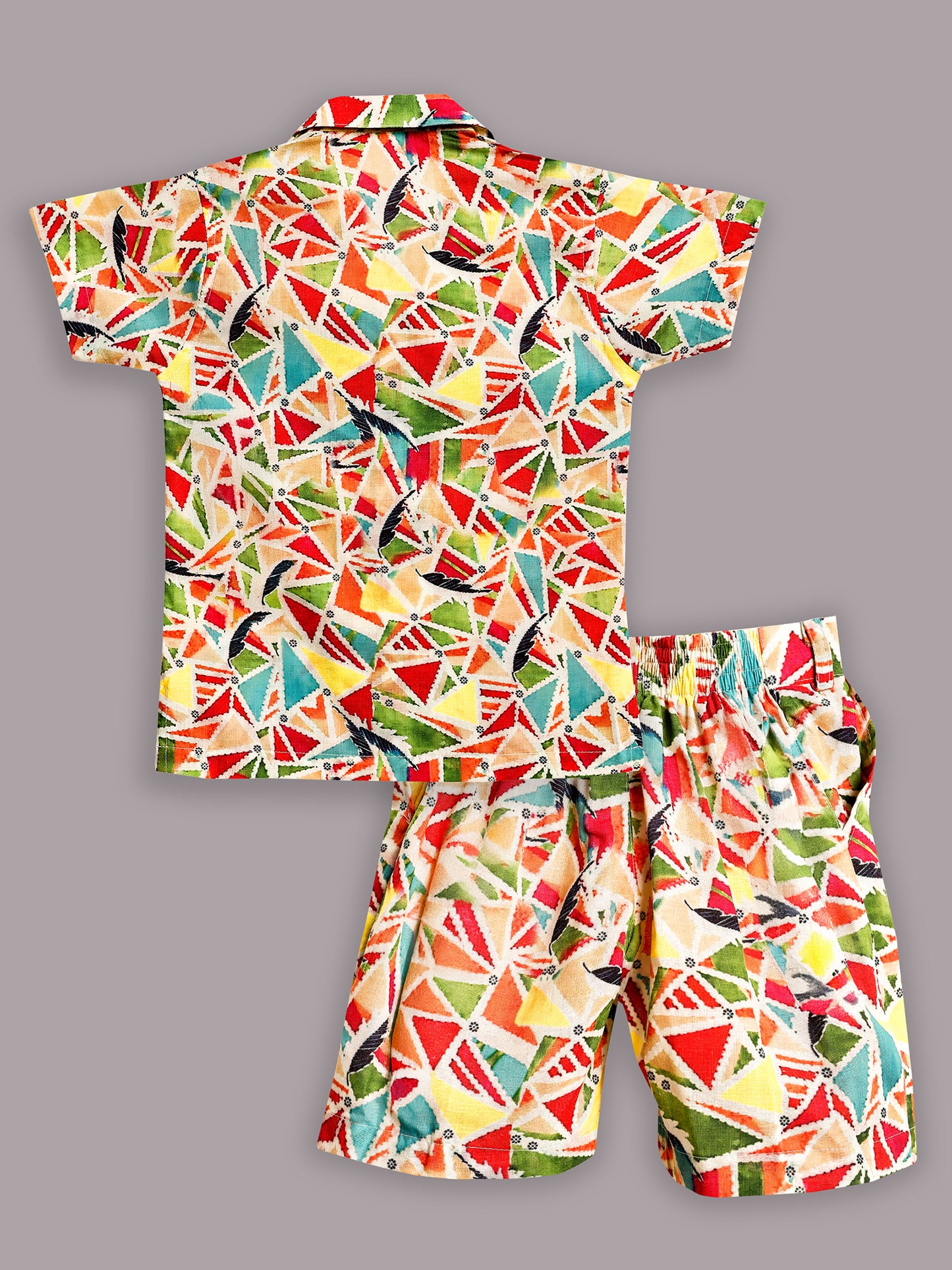 AJ Dezines Multi-Color Cotton Half Sleeves Abstract Printed Boys Co-Ords