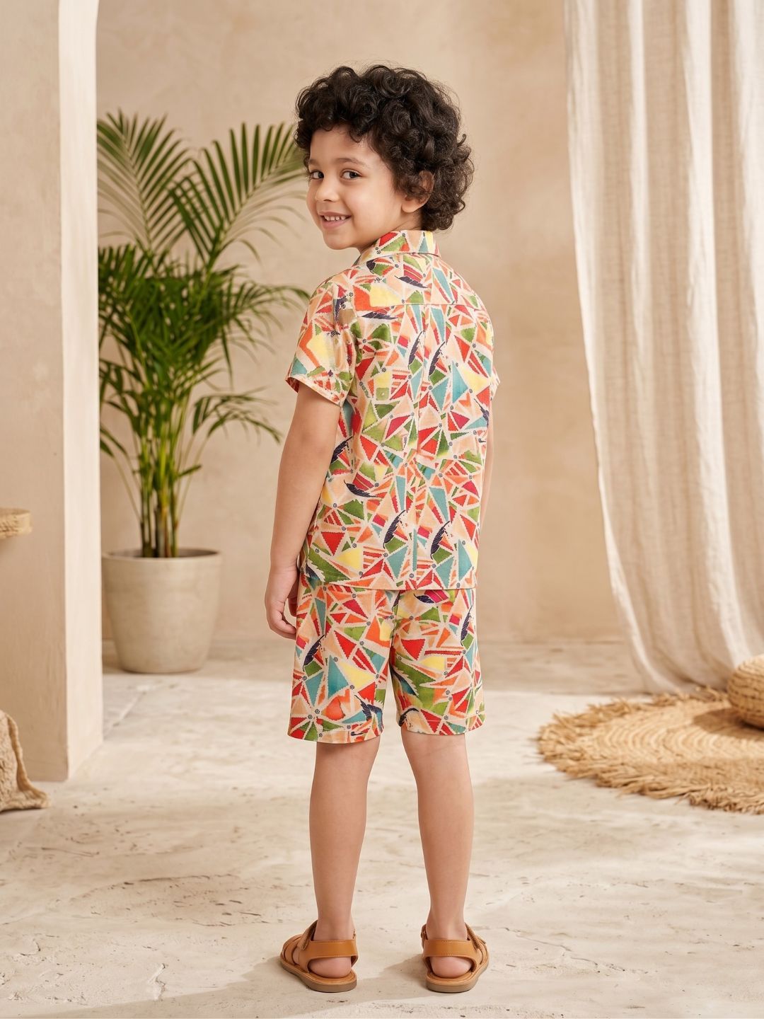 Multi-Color Cotton Half Sleeves Abstract Printed Boys Co-Ords