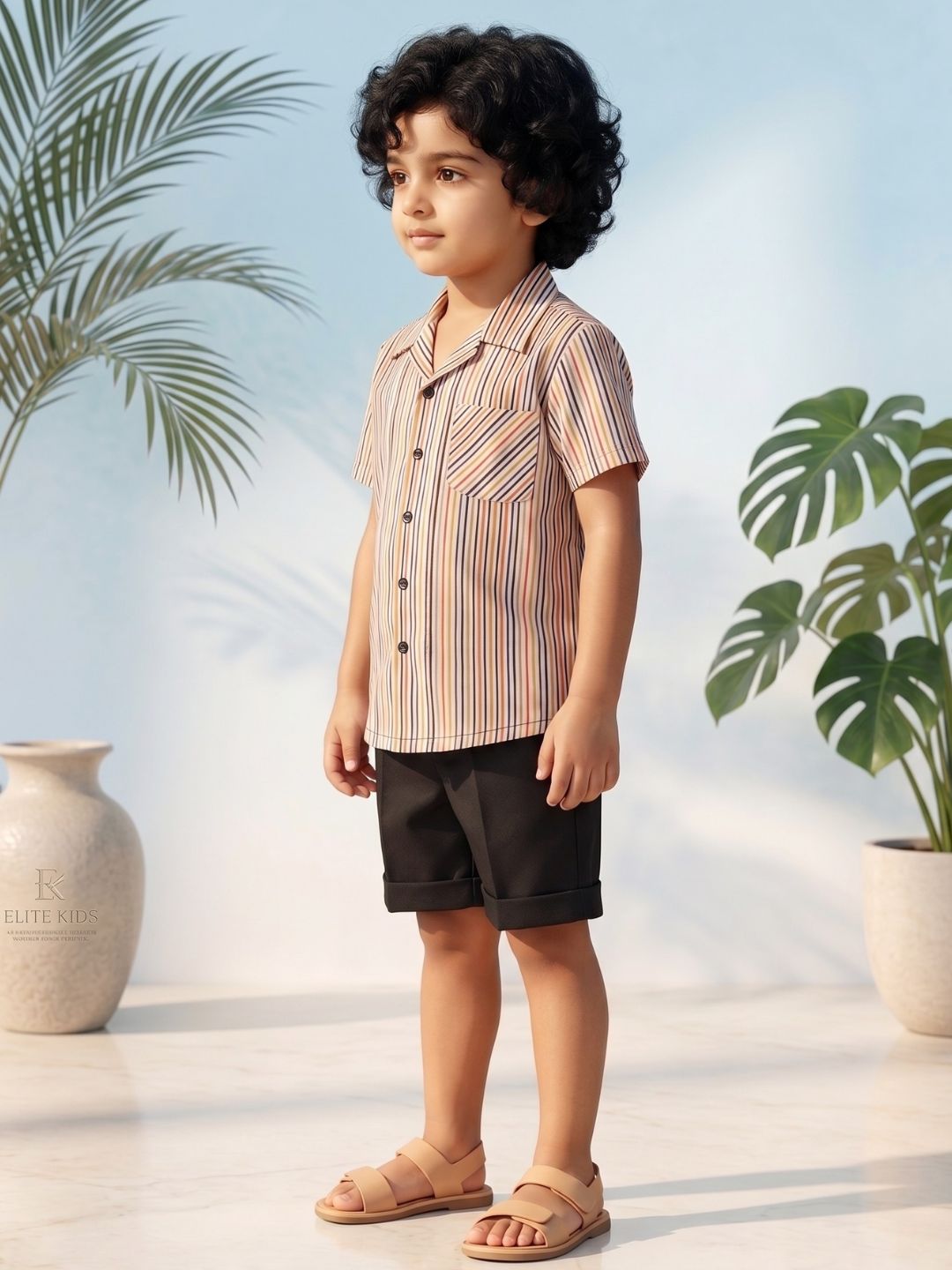 Mult Color Stripes Cotton Blend Boys Co-Ords For Boys