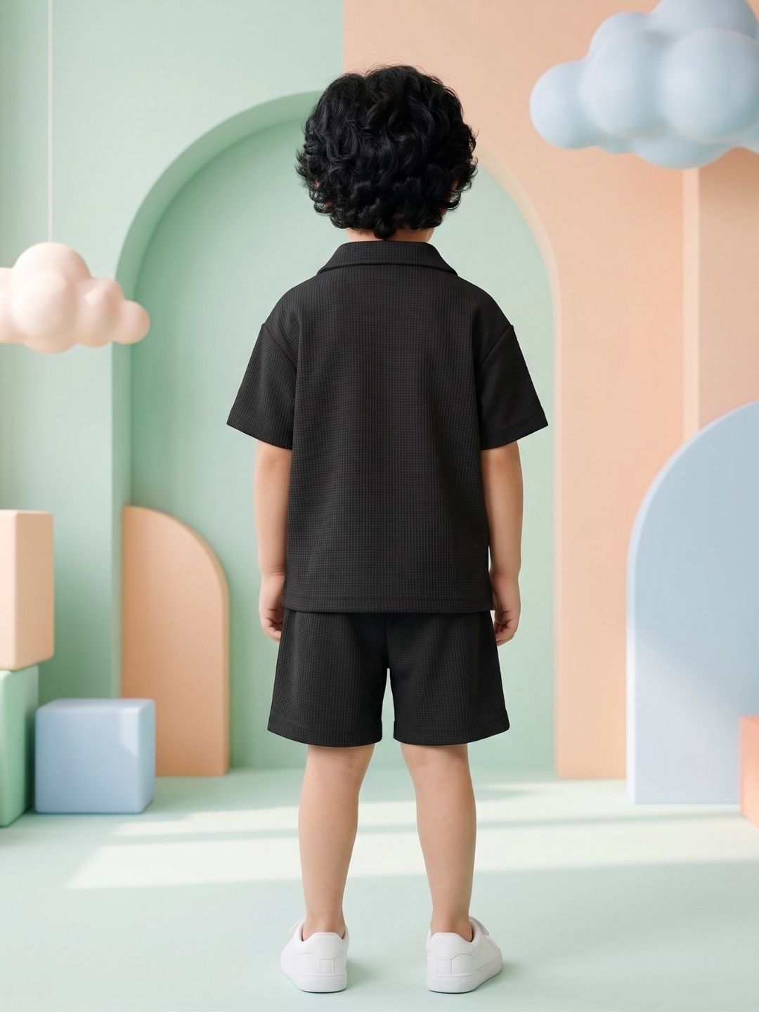 Black Stripes Cotton Oversized Co-Ords For Boys