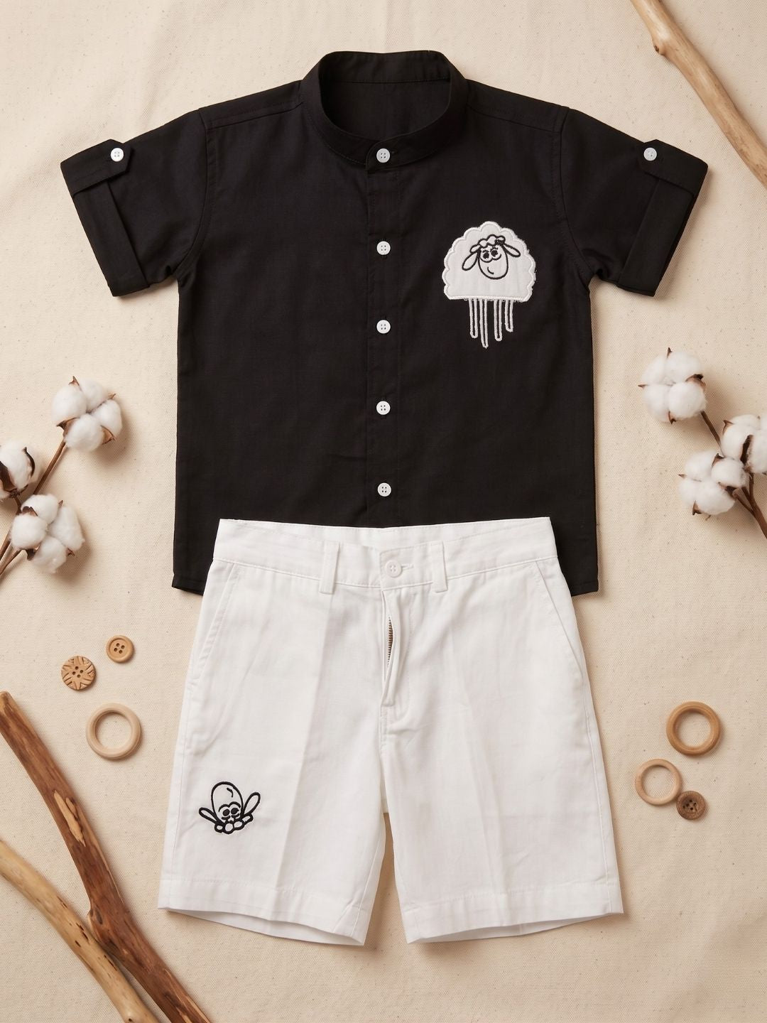 Black Sheep Embroidery Pure Cotton Co-Ords For Boys
